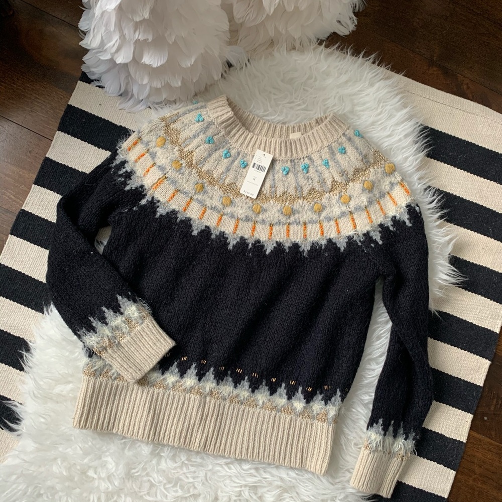 SOLD! Anthropologie fair isle sparkle sweater - Picture 4 of 9